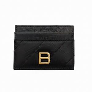 BALENCIAGA Black Leather Unisex Card Holder Wallet NEW W/ COA
